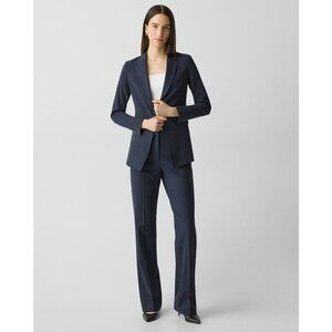 Theory Dark Blue Navy Wool Pant Suit Designer Career Wear Office Professional Si